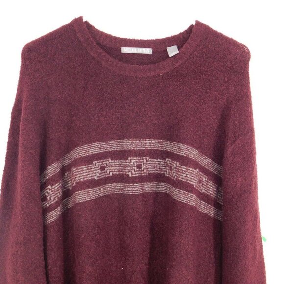 Michael Bastian Sweater Mens Extra Large Long Sleeve Maroon Lambs Wool Blend - Picture 2 of 8